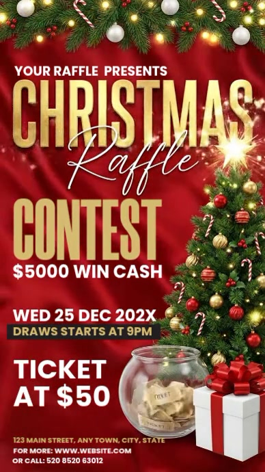 White Illustrative Christmas Raffle Contest Instagram Story Template ...
