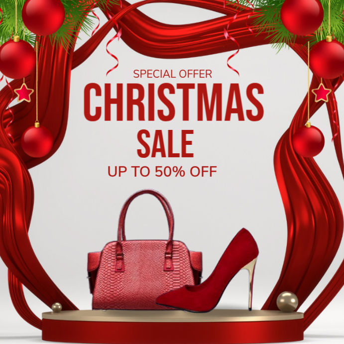 White Illustrative Christmas Sale Instagram Post Template | PosterMyWall