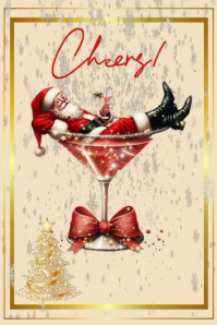 White Illustrative Christmas Santa Clause Wall Art Poster template