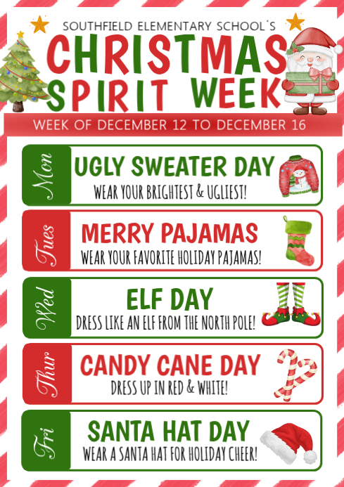 Copy of White Illustrative Christmas Spirit Week A4 | PosterMyWall