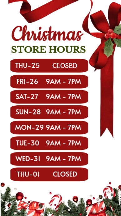 White Illustrative Christmas Store Hours Instagram Story Template ...