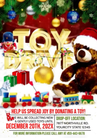 White Illustrative Christmas Toy Drive A4 template
