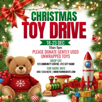 White Illustrative Christmas Toy Drive Instagram Post template