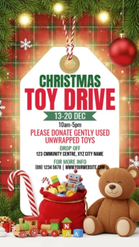 White Illustrative Christmas Toy Drive Instagram Story template