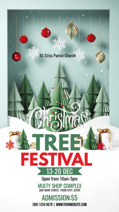 Plantilla de White Illustrative Christmas Tree Festival Instagram Story ...