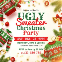 White Illustrative Christmas Ugly Sweater Square (1:1) template