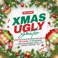 White Illustrative Christmas Ugly Sweater Square (1:1) template