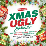 White Illustrative Christmas Ugly Sweater Template Instagram Post