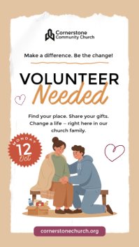สีขาว Church Volunteer Recruitment Instagram Story Template - Page 1