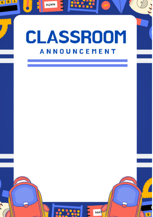 White Illustrative Classroom Announcement  A4 template