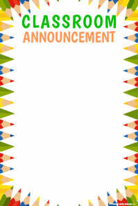 White Illustrative Classroom Announcement Frame Poster template