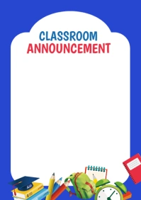 White Illustrative Classroom Announcement Template A4