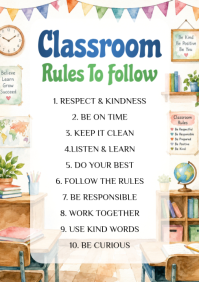 White Classroom Rules A4 Template
