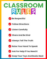 White Illustrative Classroom Rules Poster Template Poster/wallboard
