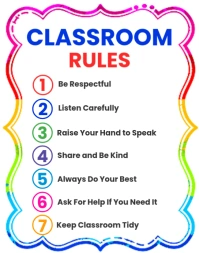 White Illustrative Classroom Rules Poster Template Poster/wallboard