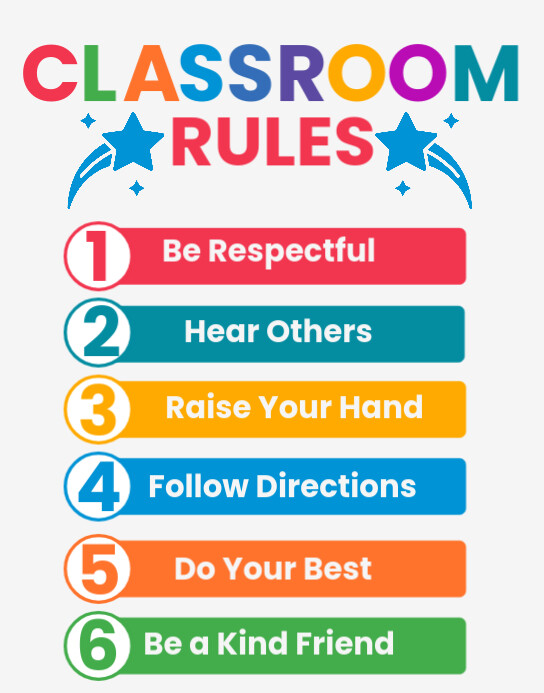 White Illustrative Classroom Rules Poster Template Poster/wallboard ...