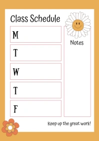 White Illustrative Classroom Schedule  A2 template