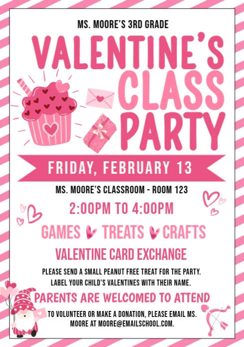 Copy of White Illustrative Classroom Valentine’s Day Party School ...