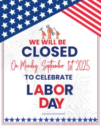 White Illustrative Closed For Labor Day Instagram Portrait template