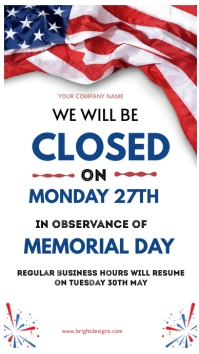 White Illustrative Closed For Memorial Day 20 Instagram-verhaal template