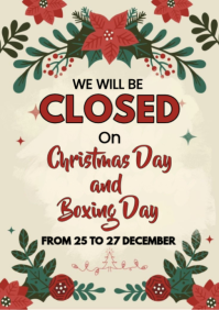 White Illustrative Closed On Christmas And Boxing Day Sign A2 template
