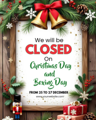 White Illustrative  Closed On Christmas Holidays Instagram Portrait template