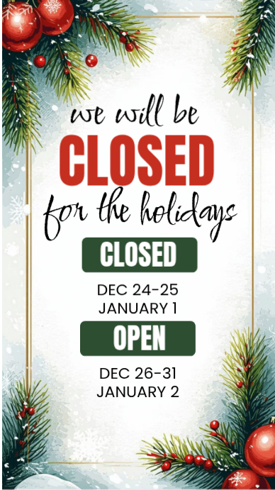 White Illustrative Closed On Christmas Holidays Instagram Story template