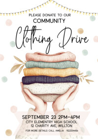 White Illustrative Clothing Drive A4 template