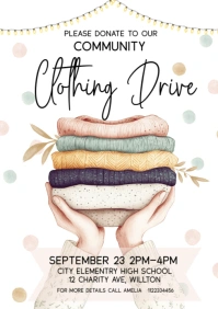 White Illustrative Clothing Drive A4 template