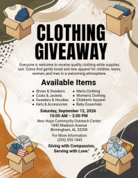 White Illustrative Clothing Giveaway Event Flyer template