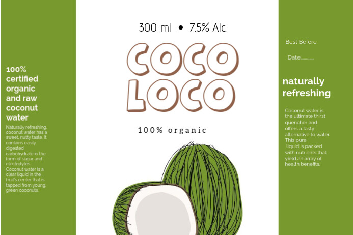 Coco Label Format White Illustrative Coconut Label Template | PosterMyWall