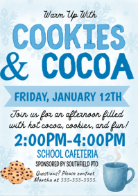 White Illustrative Cookies & Cocoa Flyer A4 template