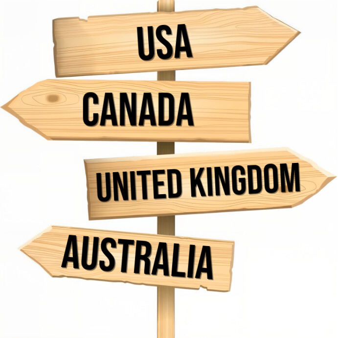 White Illustrative Countries Direction Sign Instagram Post template
