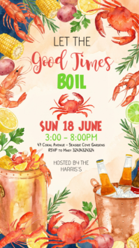 White Illustrative Crawfish Boil Party Instagram Story template