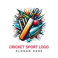 White Illustrative Cricket Logo Logo template