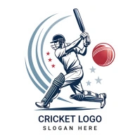 White Illustrative Cricket Logo Logo template