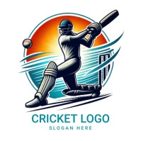 White Illustrative Cricket Logo Logo template