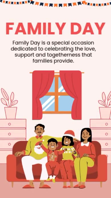 White Illustrative Customizable Family Day Video Template With Hand ...