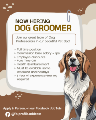 White Dog Groomer Hiring Instagram Portrait Template