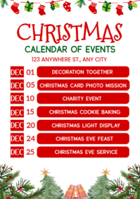 White Illustrative December Calendar Of Event  A2 template