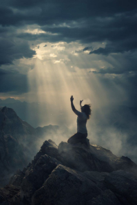 White Illustrative Divine Light From Heaven  Poster template