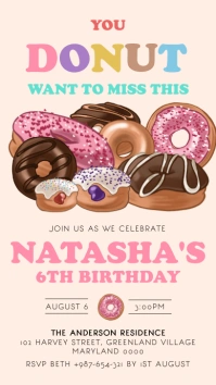 White Illustrative Donuts Birthday Invitation Instagram Story template