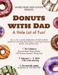 White Illustrative Donuts With Dad Flyer Flyer (us Letter) template