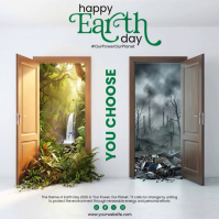 White Illustrative Earth Day Awareness Square Video Quadrat (1:1) template