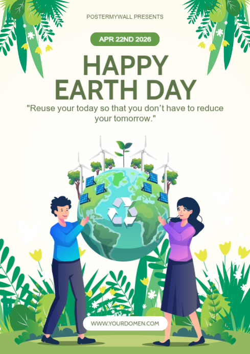 White Illustrative Earth Day Celebration A4 Template | PosterMyWall