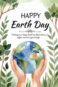 White Illustrative Earth Day Celebration Poster Iphosta template