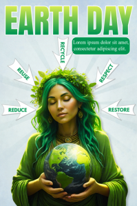 White Illustrative Earth Day Poster template