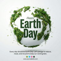White Illustrative Earth Day Square Persegi (1:1) template
