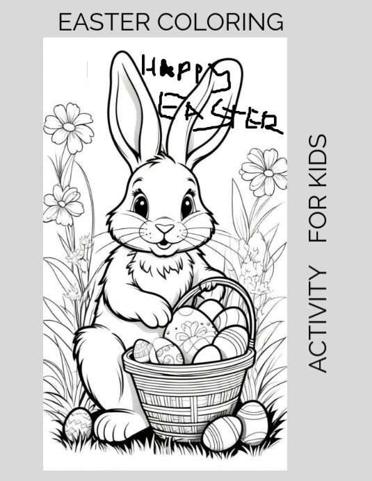 White Illustrative Easter Coloring Activity For Kids Flyer (us Letter ...