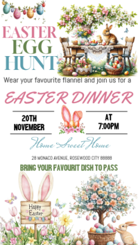 White Illustrative Easter Egg Hunt invite Instagram Story template